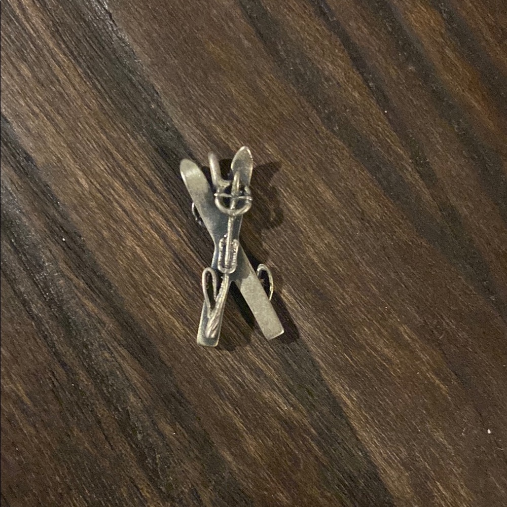 Silver Skii Charm Pendant